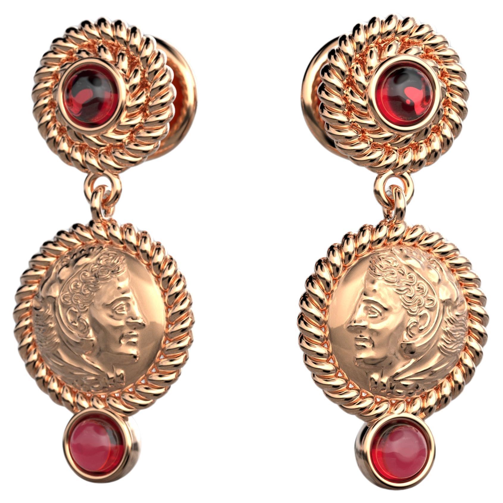 18k Gold Dangle Earrings in Ancient Greek Style | Italian Jewelry made in Italy For Sale