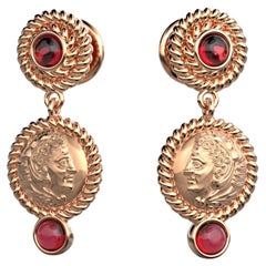 Pendants d'oreilles en or 18 carats de style grec antique  bijoux italiens fabriqués en Italie