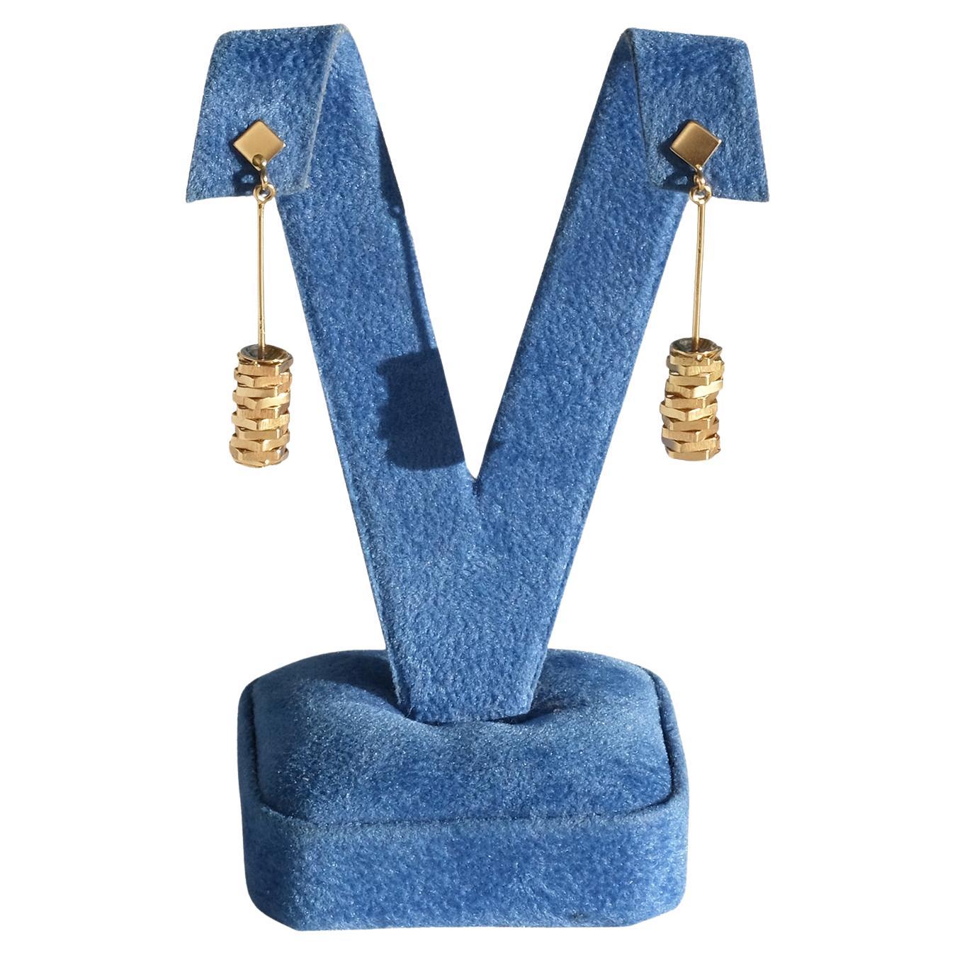 Orecchini pendenti in oro 18K Made 1970 in vendita