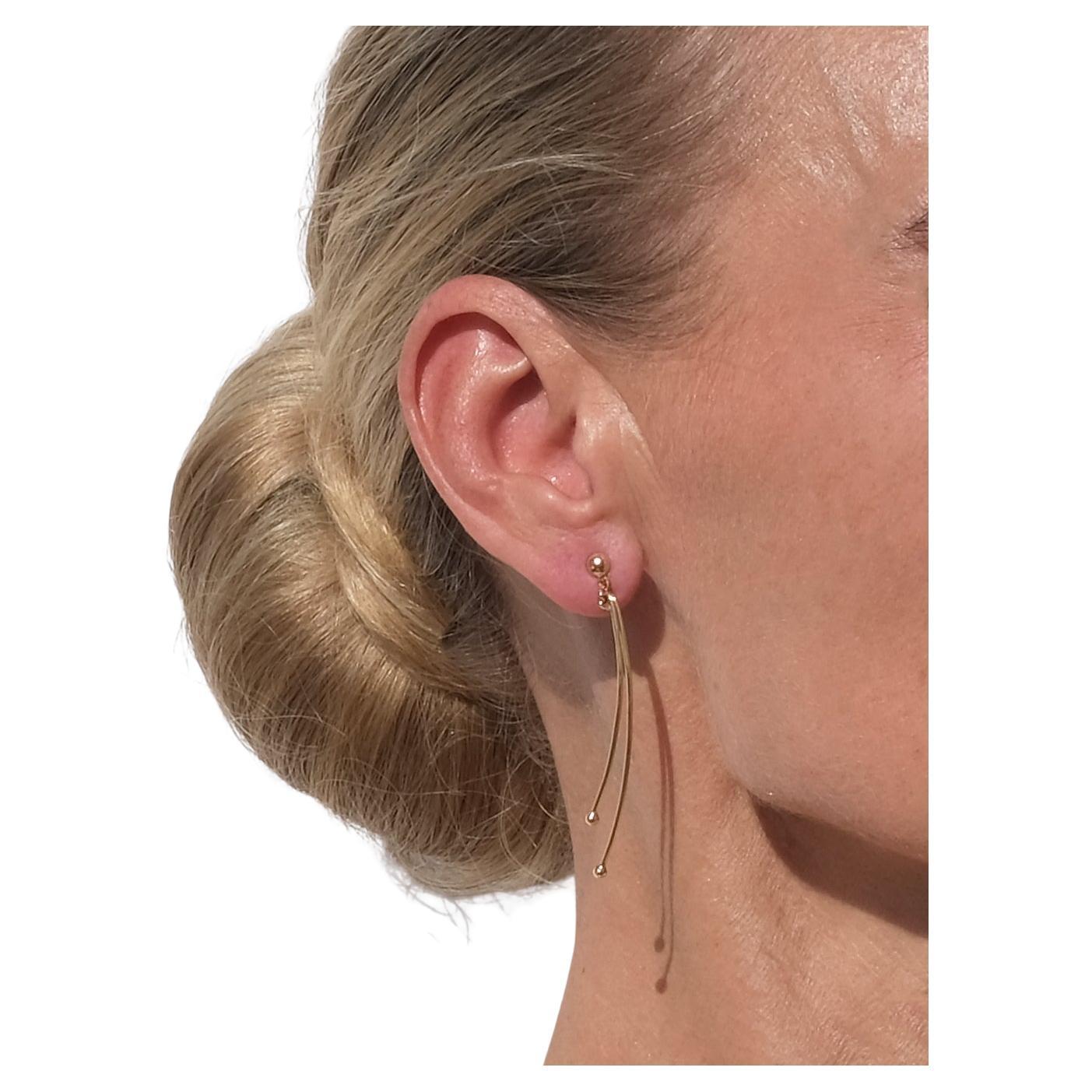 18K Gold Dangling Stud Earrings by Swedish smith Ola Lancing For Sale