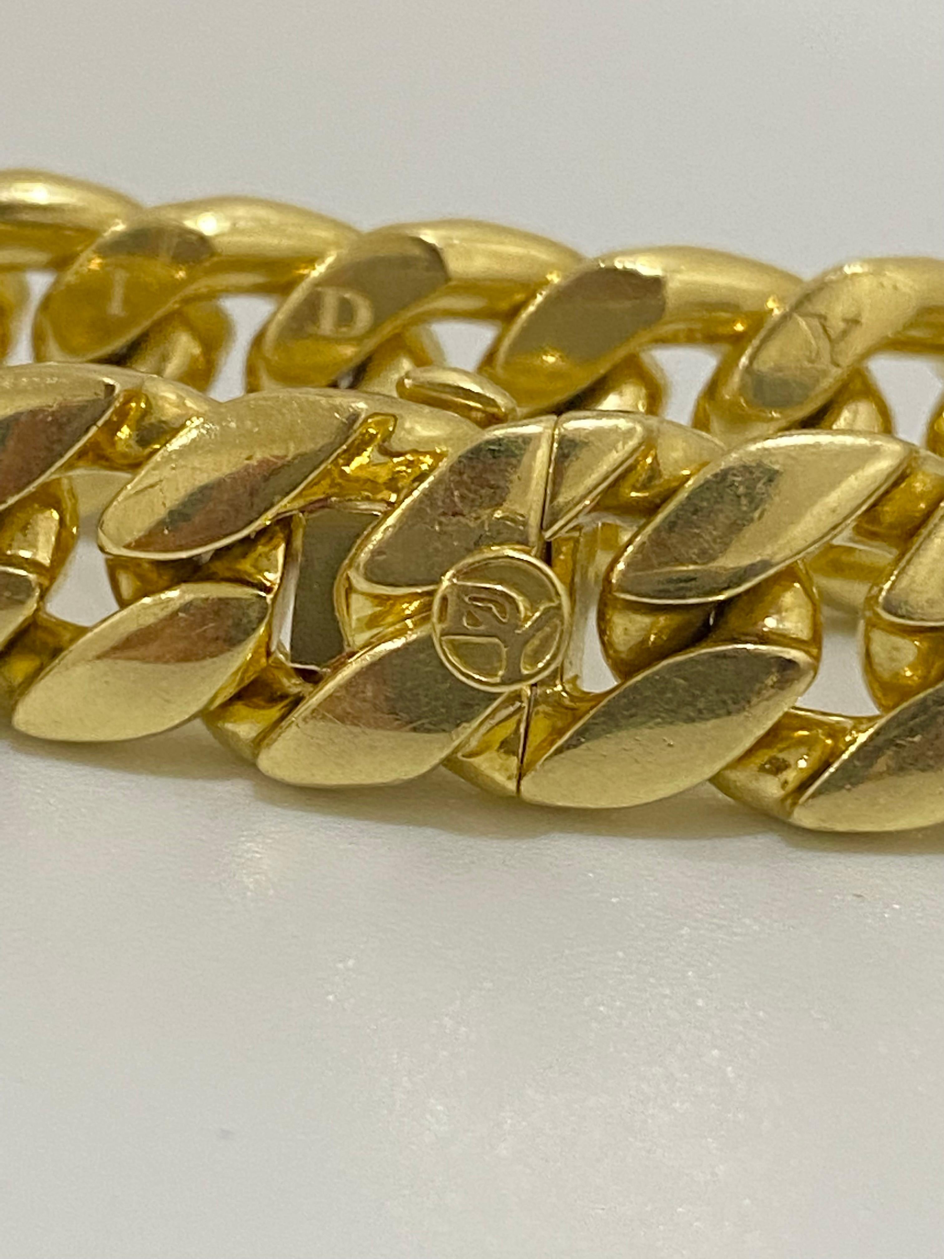 18k Gelbgold David Yurman 8 Zoll 11,5 mm flache kubanische Link Herrenarmband im Zustand „Gut“ im Angebot in Miami, FL