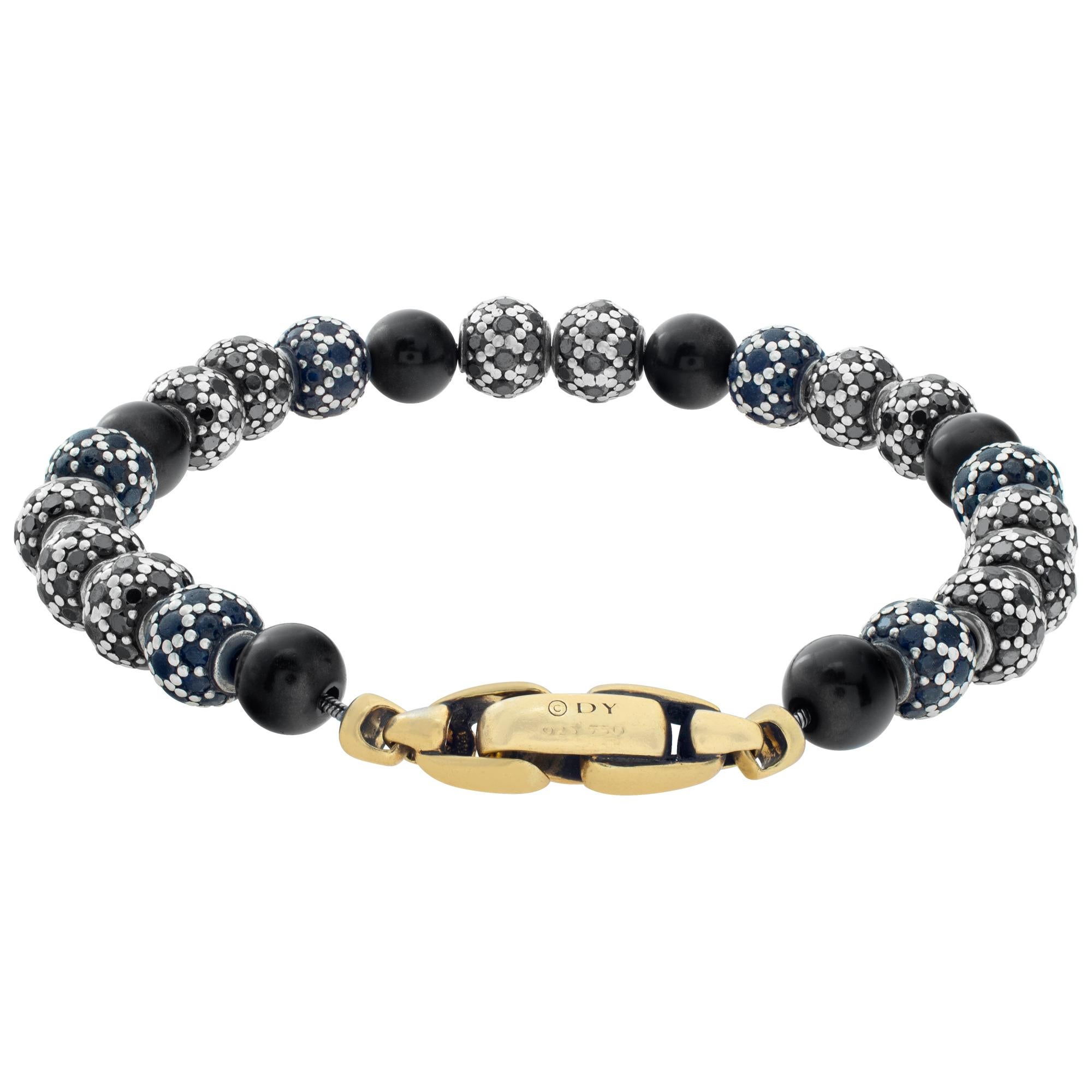 Bracelet Spiritual Bead en or 18 carats de David Yurman avec onyx noir et diamants noirs. Excellent état - En vente à Surfside, FL