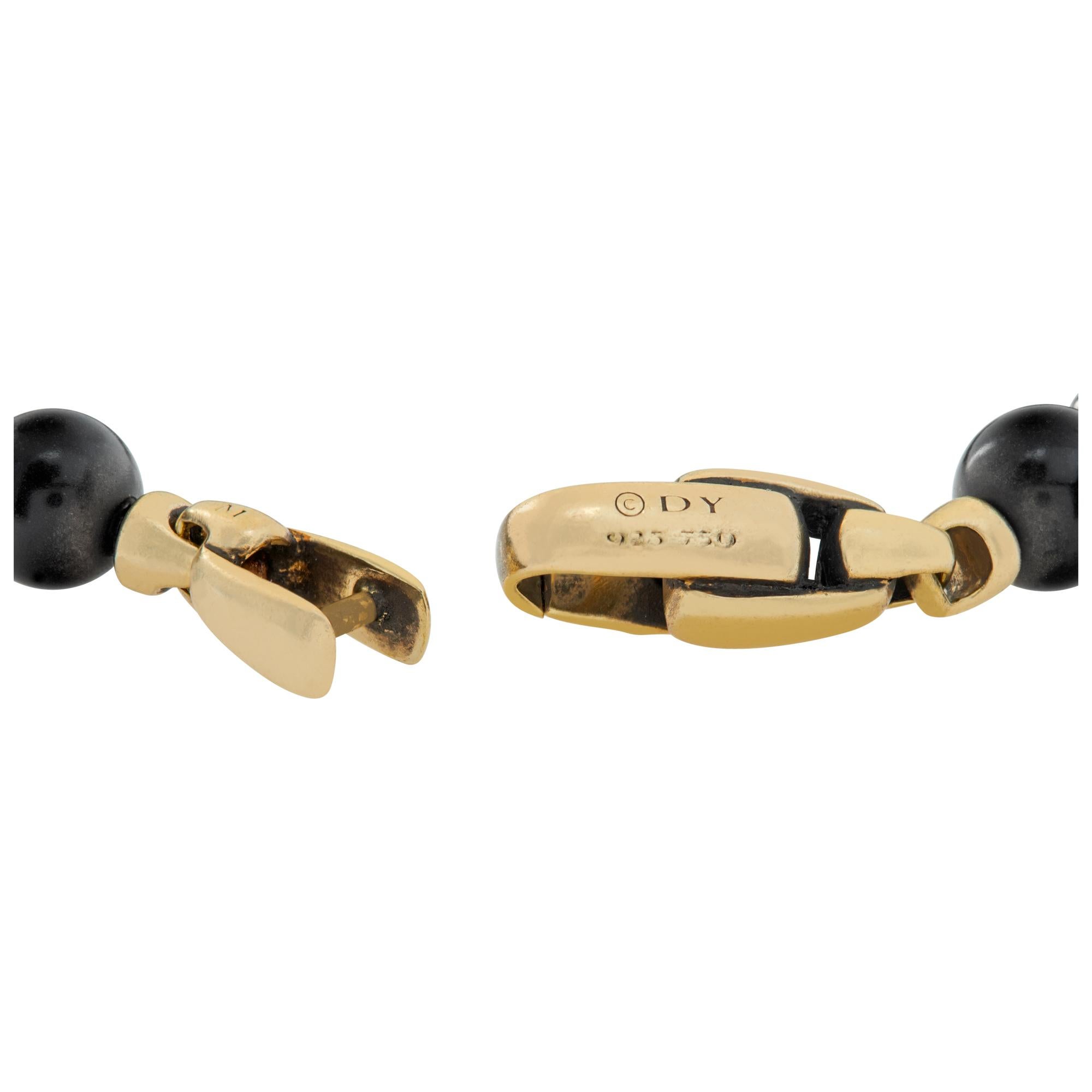 Bracelet Spiritual Bead en or 18 carats de David Yurman avec onyx noir et diamants noirs. Pour hommes en vente