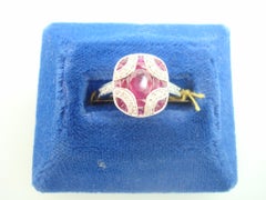 18k Gold Deco Style 1.28ct Genuine Natural Ruby Ring with Diamonds '#J2355'