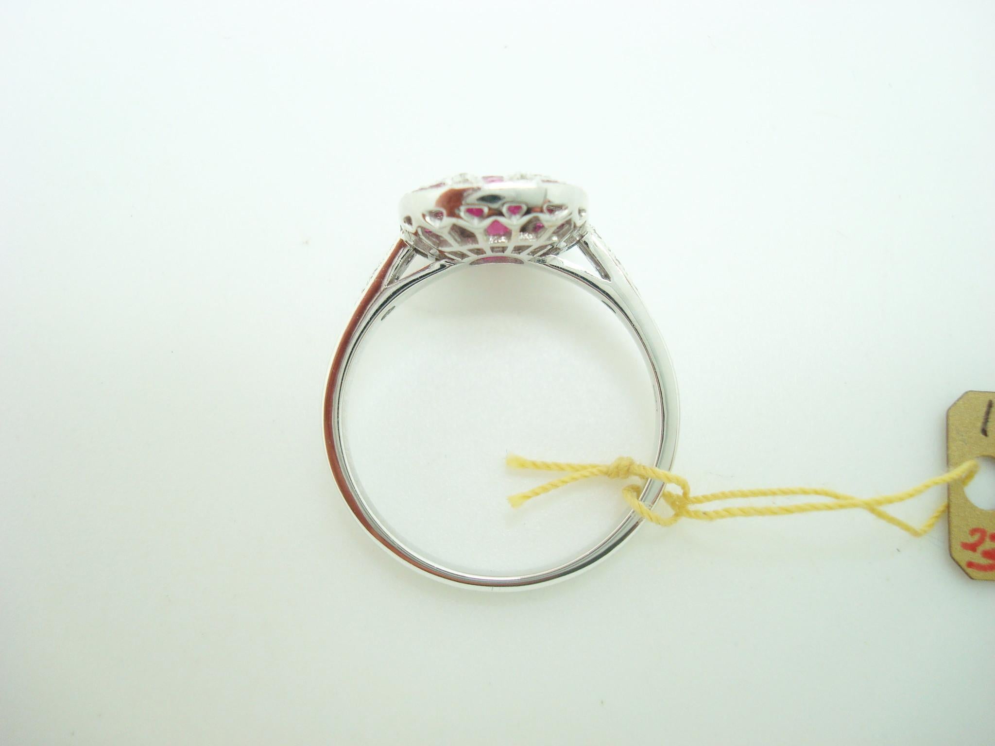 18k Gold Deco Style 1.28ct Genuine Natural Ruby Ring with Diamonds '#J2355' In Excellent Condition For Sale In Big Bend, WI