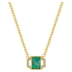 Ciondolo in oro 18k in stile Deco con opale e diamanti