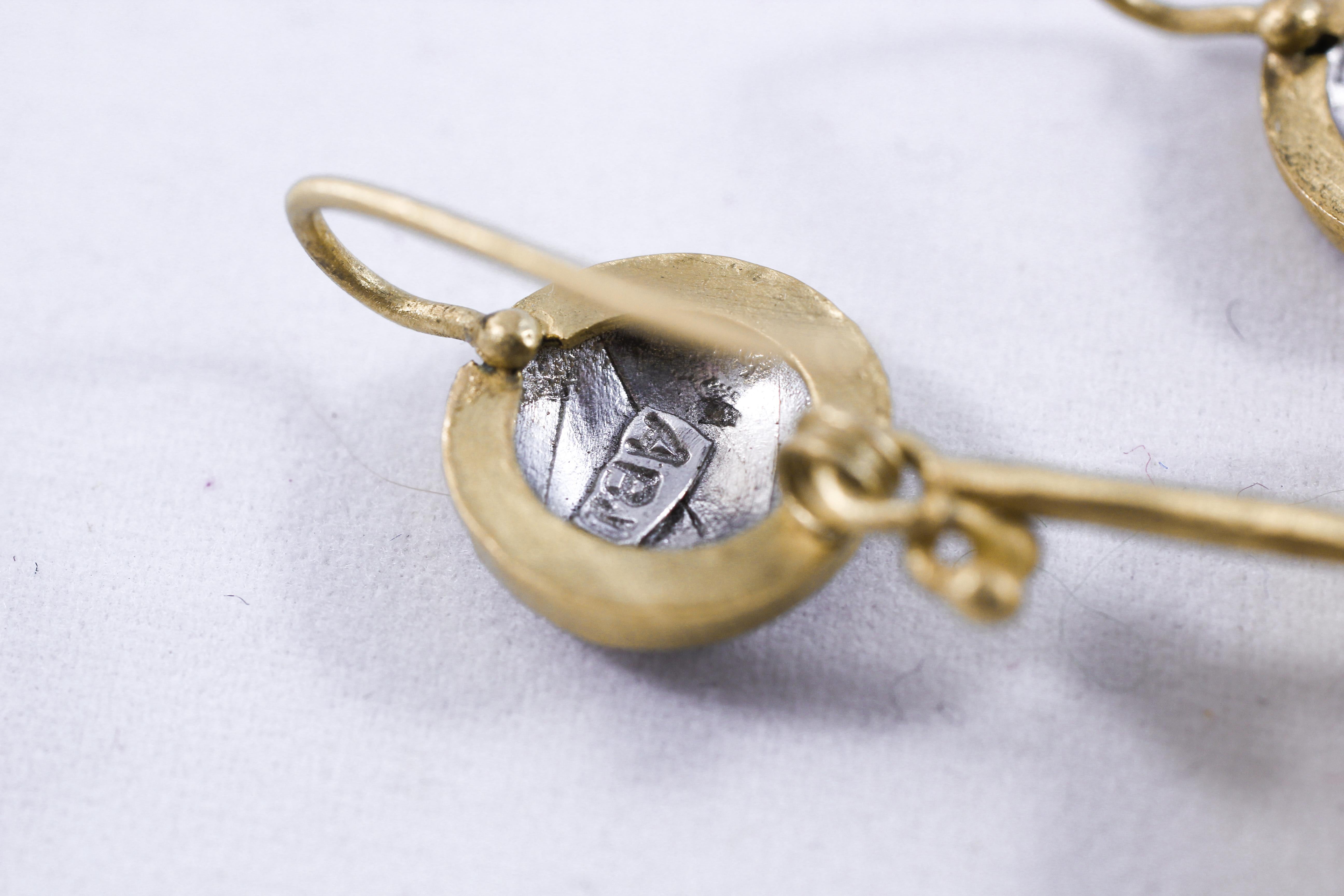 18K Gold Dendrite Opal Enamel Drop Dangle Earrings Contemporary Handmade Gift 10