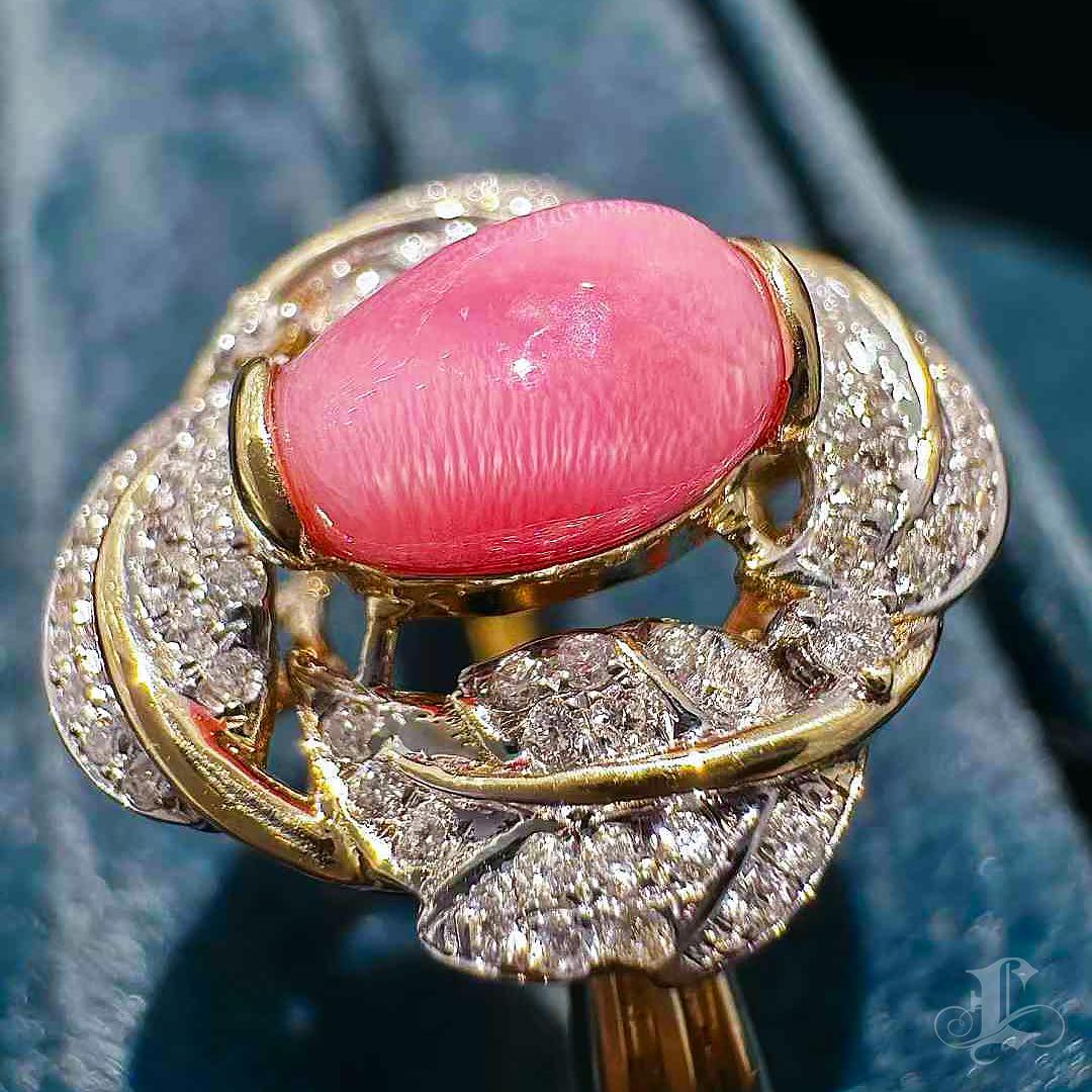 Uncut 【Conchéa】Rosette Flame Conch Pearl Ring — 1.23ct For Sale