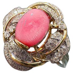 【Conchéa】Rosette Bague en Perle de Conque Flamme - 1.23ct