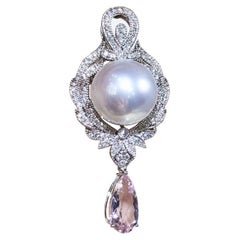 【Crown Radiance】Celestial Crest Aurora Pendentif en perles des mers du Sud et diamants béryls