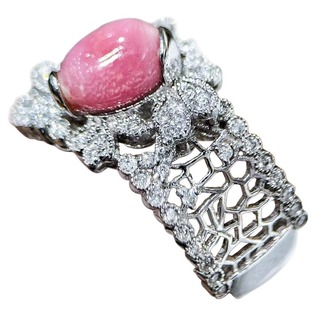 【Conchéa】Blushing Lace Conch Pearl Filigree Ring — 1.6ct