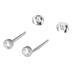 18k Gold Diamond 2.5 mm Dainty Diamond Stud Earrings Bezel Set Diamond Earrings