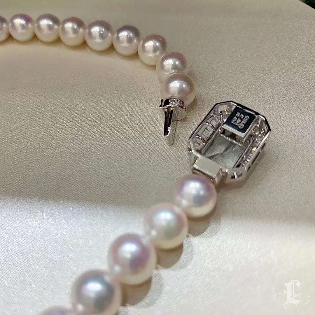 Geometria Scolpita】Collana Art Deco di Acquamarina Aurora Perla Akoya Diamante in vendita 2