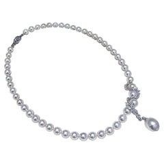 【Lustre Arc】PSL Certificate Akoya Pearl Necklace with Drop Line 18K Diamond