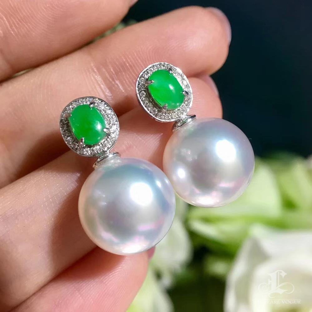 【Jādora】Jade Halo South Sea Pearl Earrings In New Condition For Sale In New York, NY