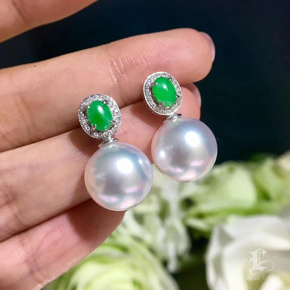 【Jādora】Jade Halo South Sea Pearl Earrings For Sale 1