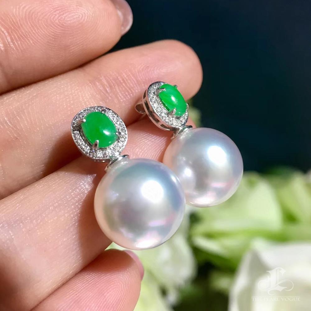 【Jādora】Jade Halo South Sea Pearl Earrings For Sale 3