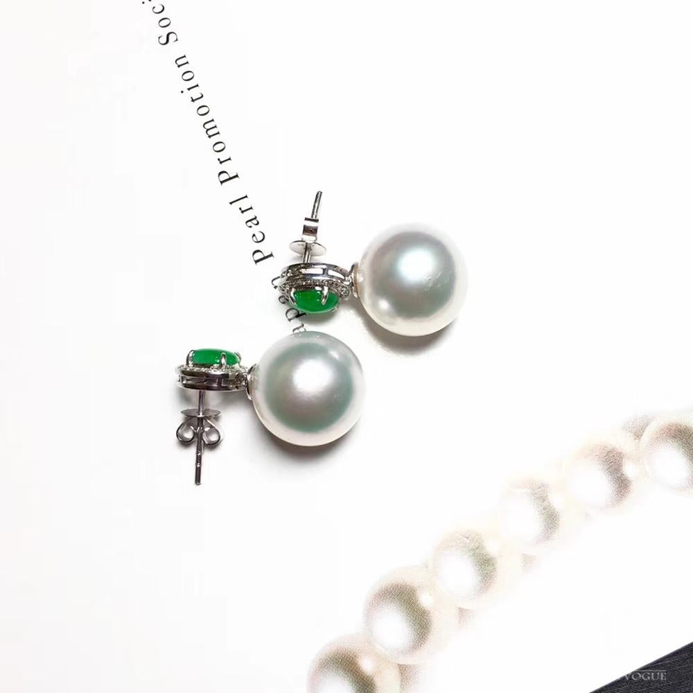 【Jādora】Jade Halo South Sea Pearl Earrings For Sale 4