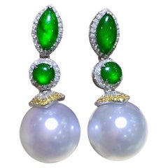 【Jādora】Imperial Glow Jade & South Sea Pearl Gala Earrings