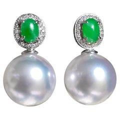 【Jādora】Jade Halo South Sea Pearl Earrings
