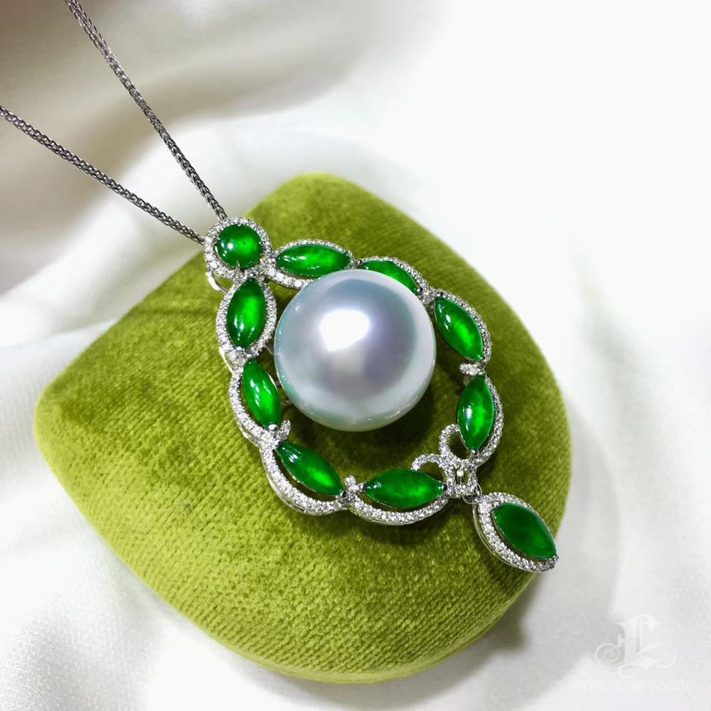 【Jādora】Moonlight Crest Jade & South Sea Pearl Pendant 1