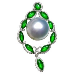 【Jādora】Moonlight Crest Jade & South Sea Pearl Pendant