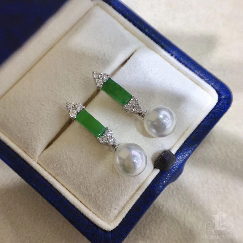 【Jādora】Jade Crown South Sea Pearl Drop Earrings For Sale 1