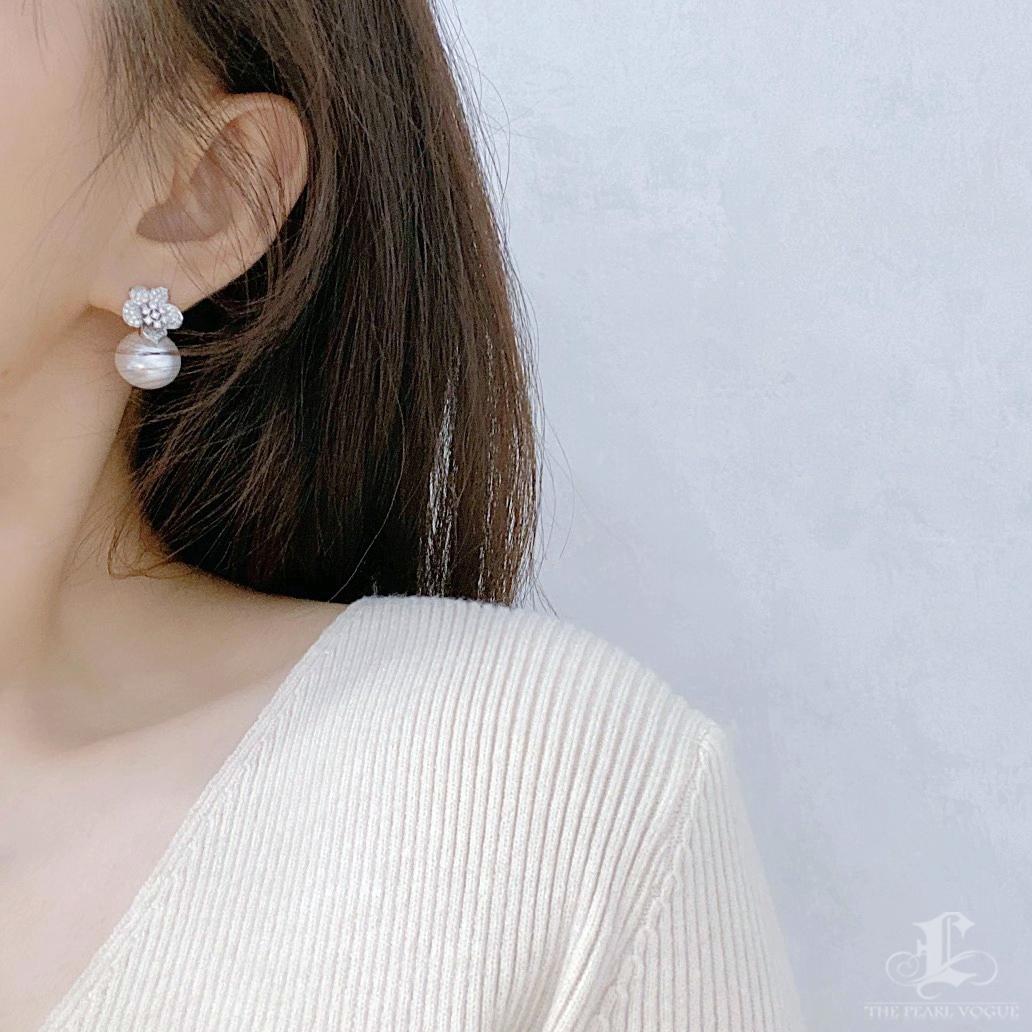 Uncut 【Vine Symphony】Blossom Aurora South Sea Pearl Diamond Formal Earrings For Sale