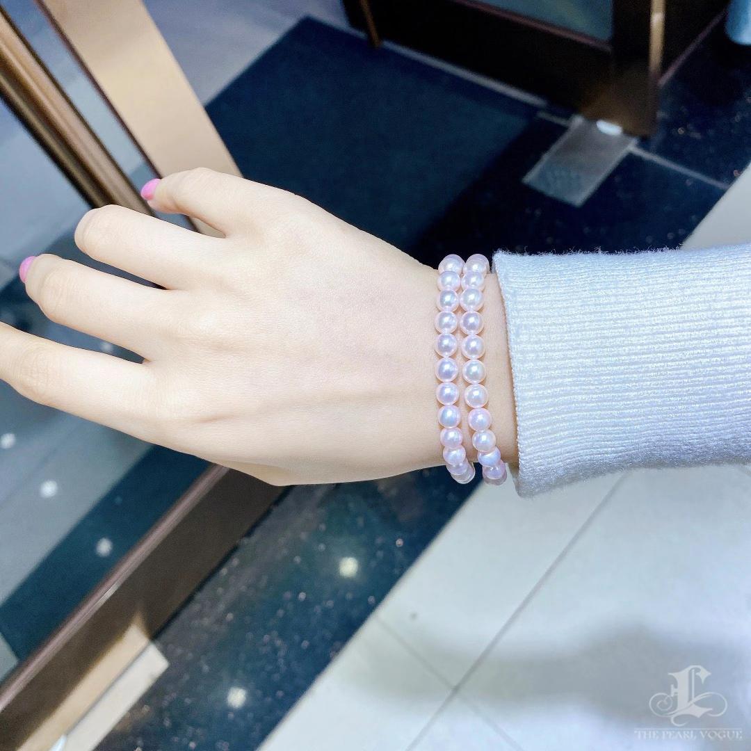 【Lustre Arc】Aurora Ribbon Bow Akoya Pearl Double-Strand Diamond Bracelet en vente 3
