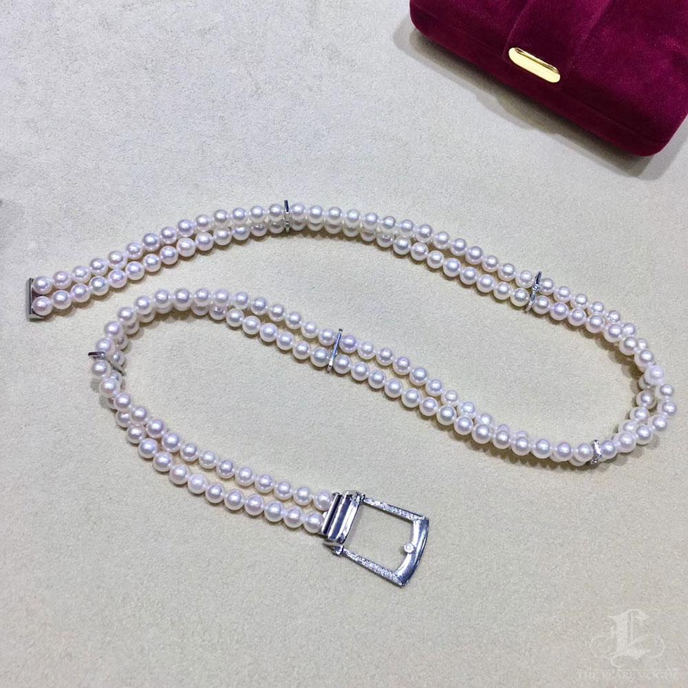 【Sculpted Geometry】Regency Doppelstrang Diamant Akoya Perlenkette im Zustand „Neu“ im Angebot in New York, NY