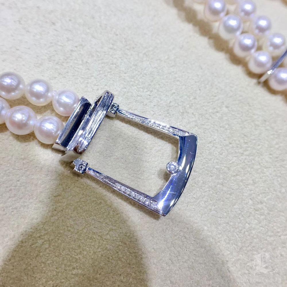 【Sculpted Geometry】Regency Doppelstrang Diamant Akoya Perlenkette im Angebot 1