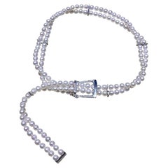 【Sculpted Geometry】Regency Double-Strand Diamond Akoya Pearl Necklace