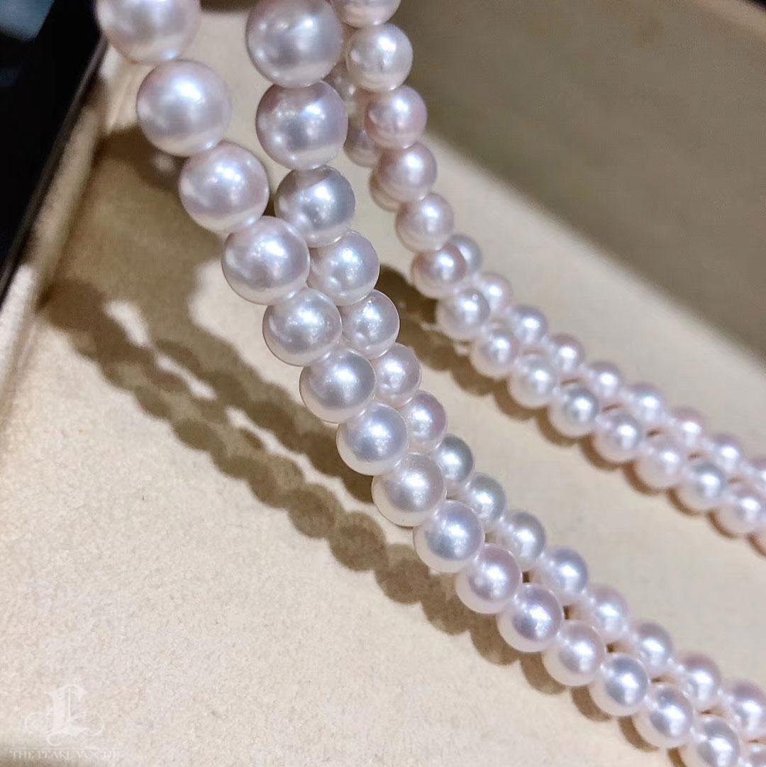 【Sculptured Geometry】Akoya Pearl & Diamond Double-Strand Necklace en vente 3