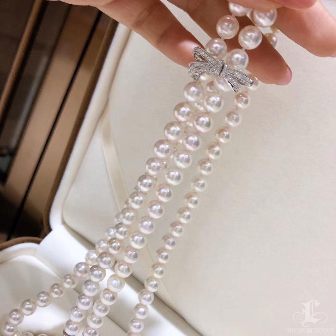 【 Geometría esculpida】Collar largo de borlas de perlas Akoya con cierre de lazo convertible en venta 4
