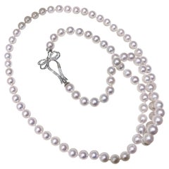 【Lustre Arc】Bow-Tied Aurora Akoya Pearl Long Pendant Necklace