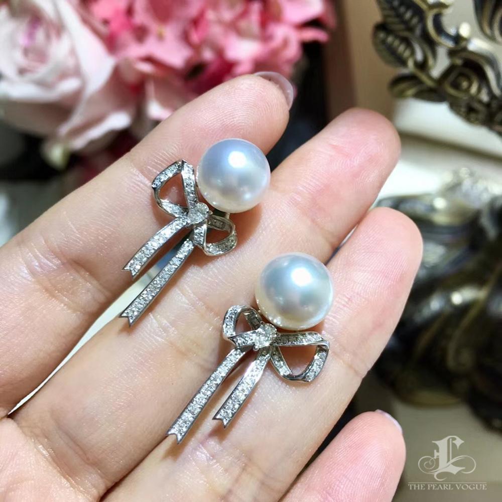【Lustre Arc】Bows of Light South Sea Pearl Diamond Earrings For Sale 2