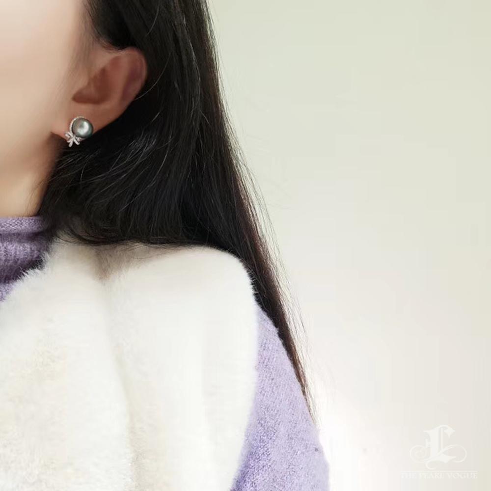 Uncut 【Lustre Arc】Aurora Tahitian Pearl Ribbon Earrings For Sale