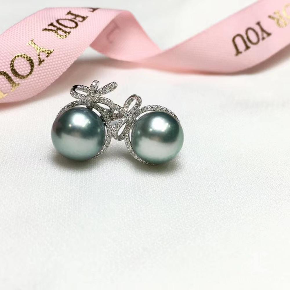 Women's 【Lustre Arc】Aurora Tahitian Pearl Ribbon Earrings For Sale