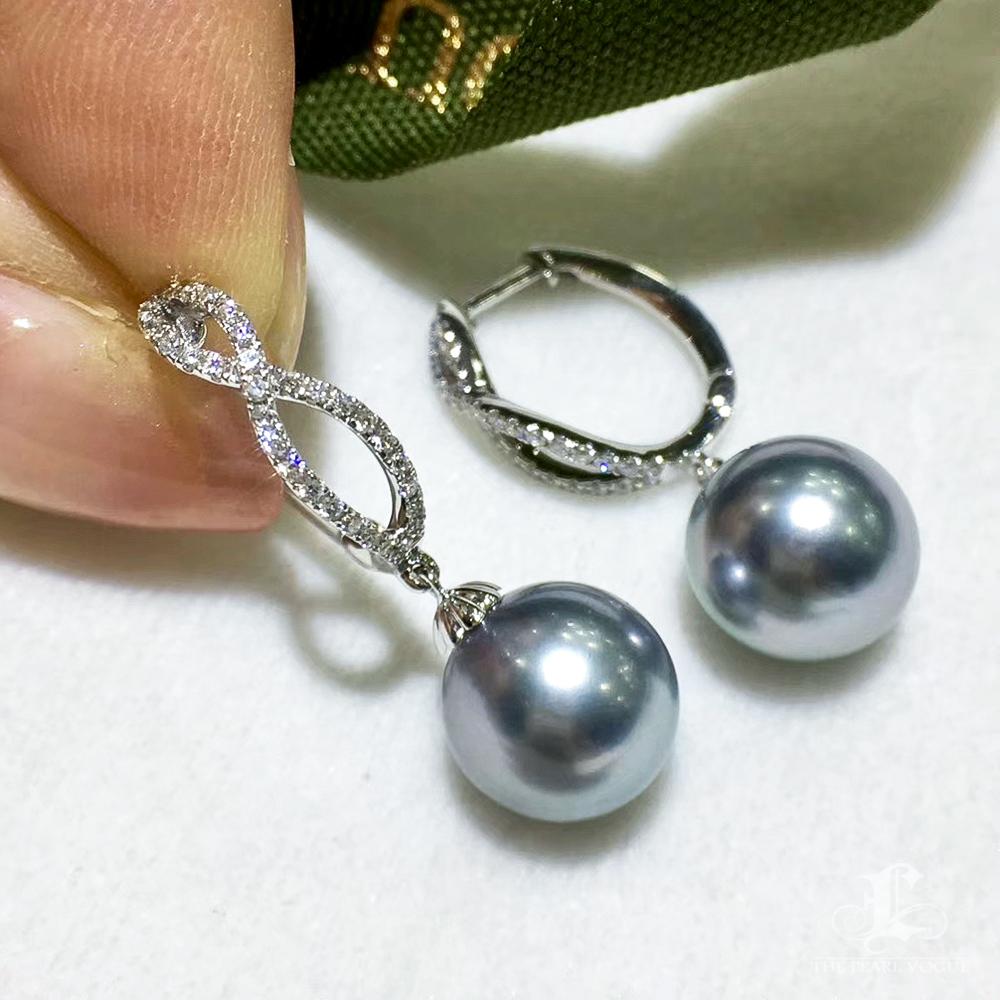 Women's 【Sculpted Geometry】Infinity AAAA Tahitian Pearl Gala Earrings For Sale