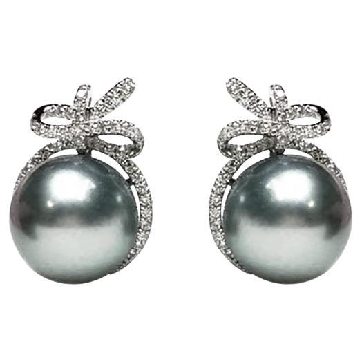【Lustre Arc】Aurora Tahitian Pearl Ribbon Earrings