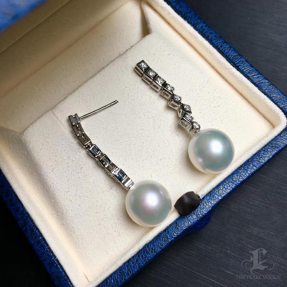 Women's 【Sculpted Geometry】Zigzag Line Aurora South Sea Pearl Diamond Earrings For Sale