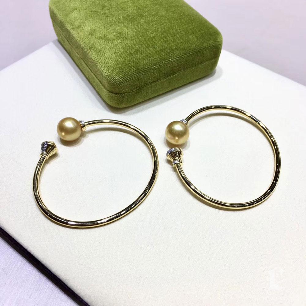 Pulsera Puño Corona Esculpida Diamante AAAA Perla Dorada de los Mares del Sur en venta 2
