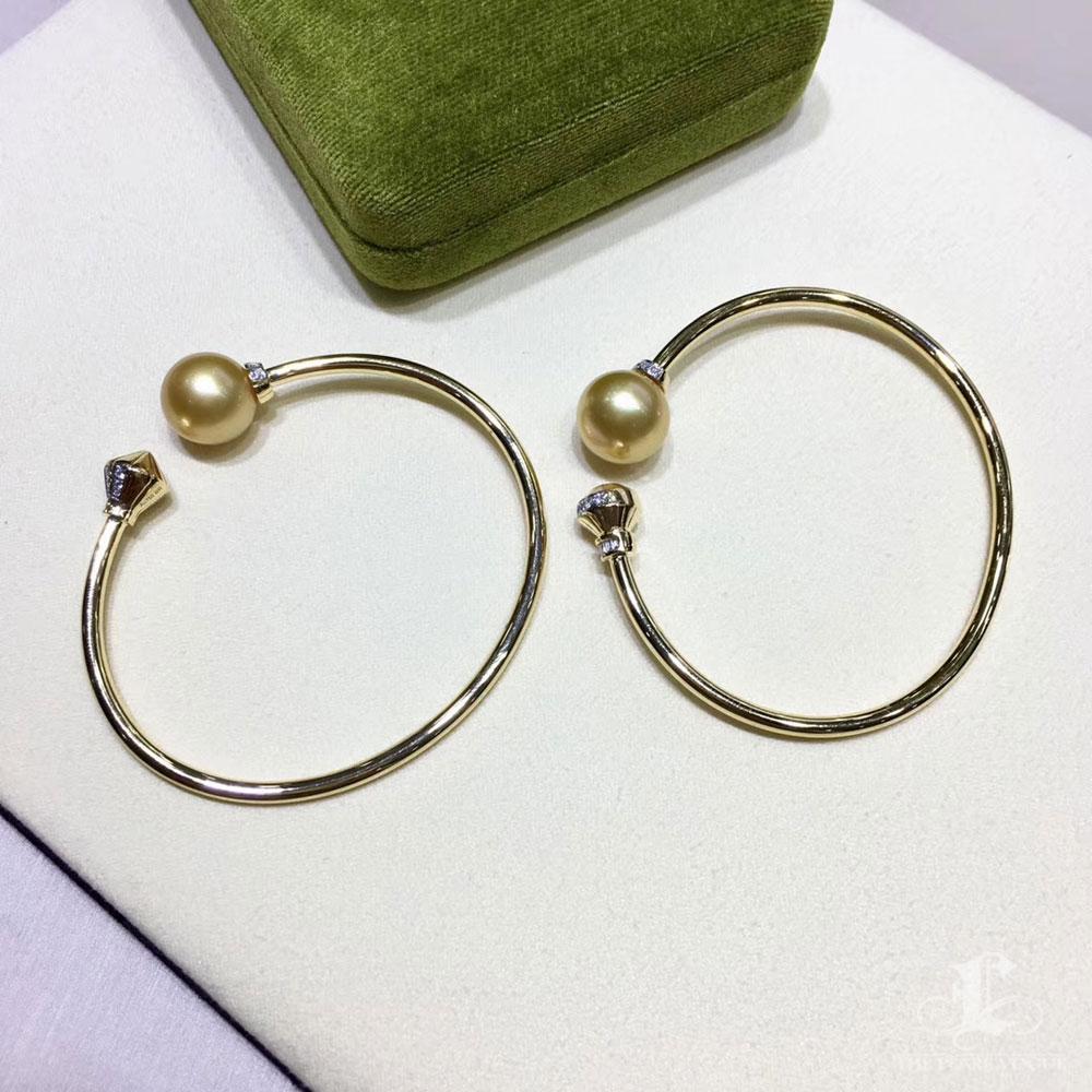 Pulsera Puño Corona Esculpida Diamante AAAA Perla Dorada de los Mares del Sur en venta 3
