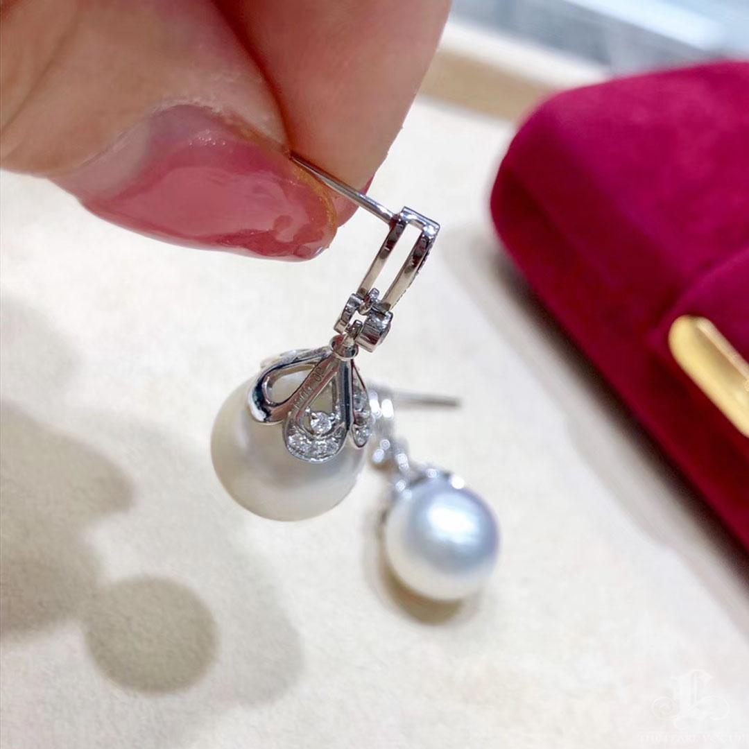 Women's 【Crown Radiance】Imperial Petal Aurora South Sea Pearl Diamond Earrings For Sale