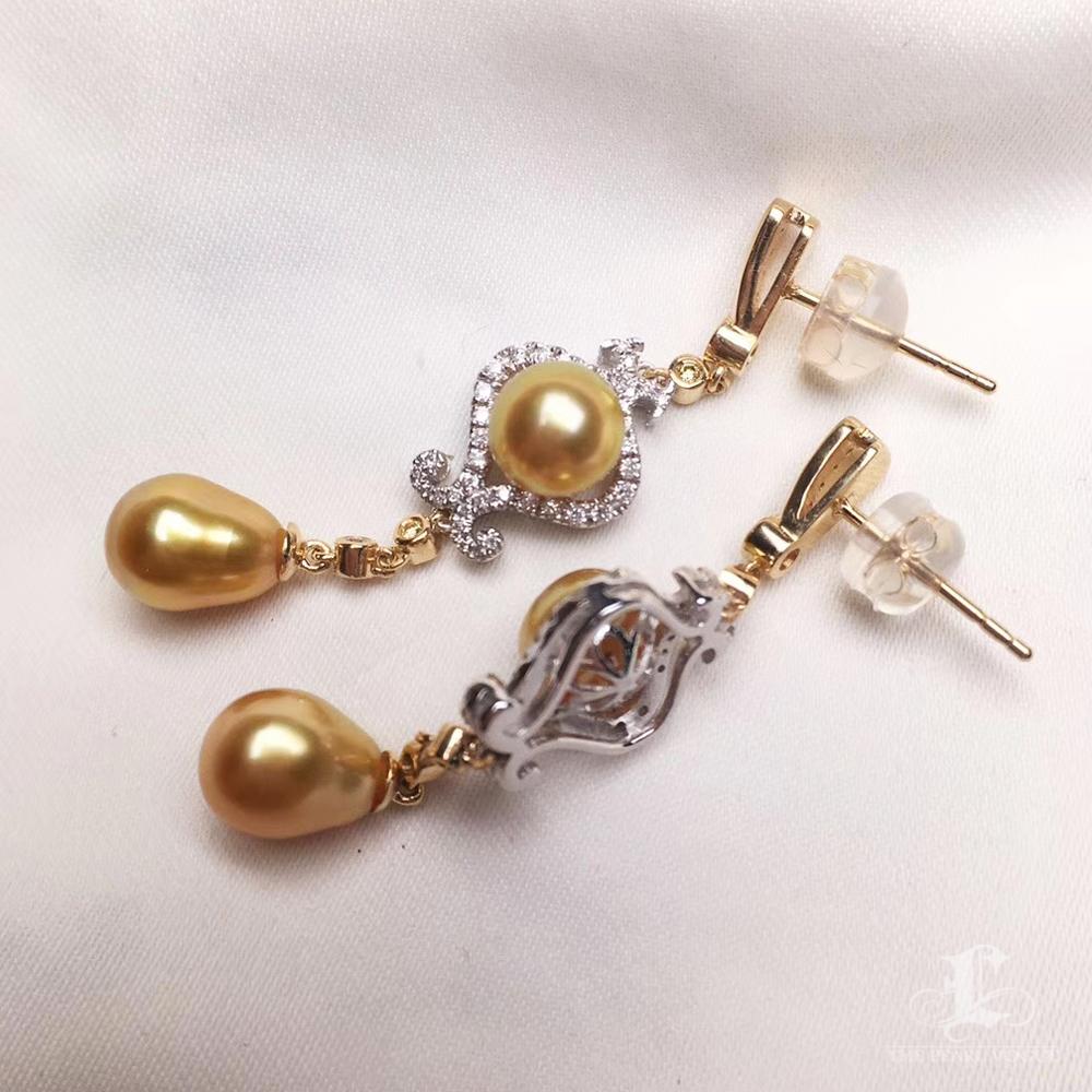 【Crown Radiance】Royal Filigree AAAA Golden South Sea Pearl Gala Earrings For Sale 2