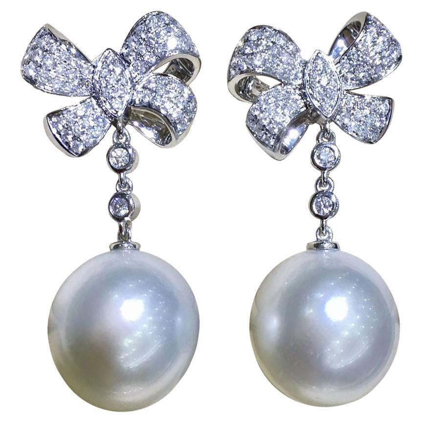 【Crown Radiance】Regal Ribbon Aurora South Sea Pearl Gala Earrings