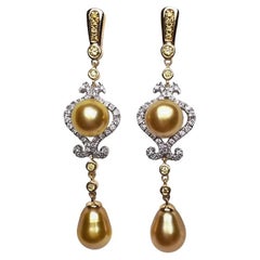 【Crown Radiance】Royal Filigree AAAA Golden South Sea Pearl Gala Earrings