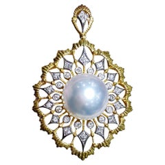 【Crown Radiance】Aurora Mandala Diamond South Sea Pearl Pendant