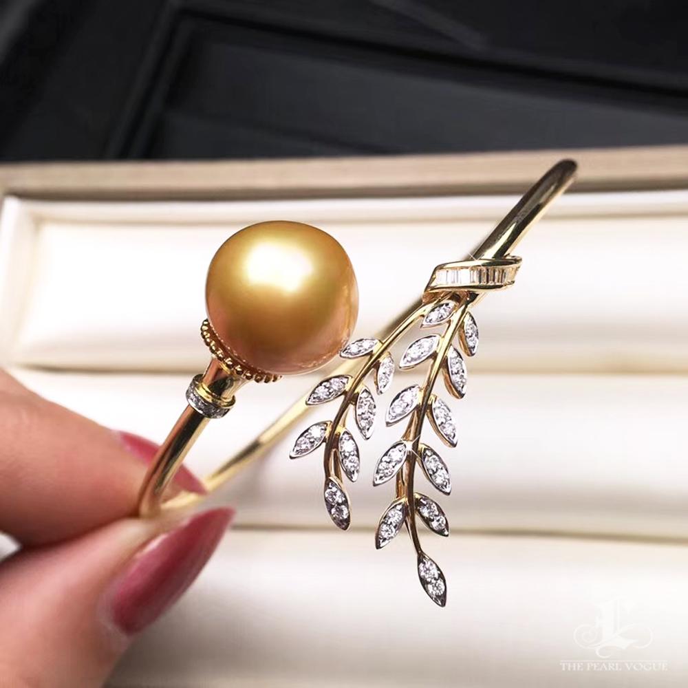 【Vine Symphony】Olive Branch Aurora South Sea Pearl Diamond Bracelet en Nuevo estado para la venta en New York, NY