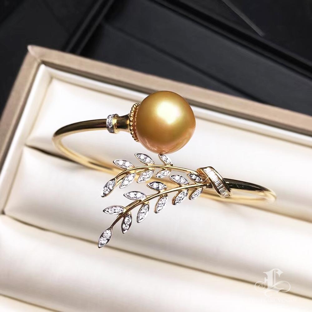 De las mujeres 【Vine Symphony】Olive Branch Aurora South Sea Pearl Diamond Bracelet en venta